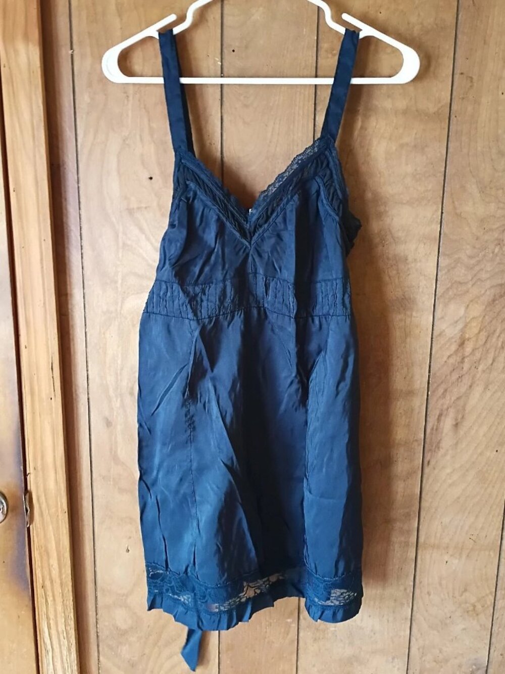 Charlotte Russe Navy Blue Rayon Dress Size Large Sleeveless Elastic Back